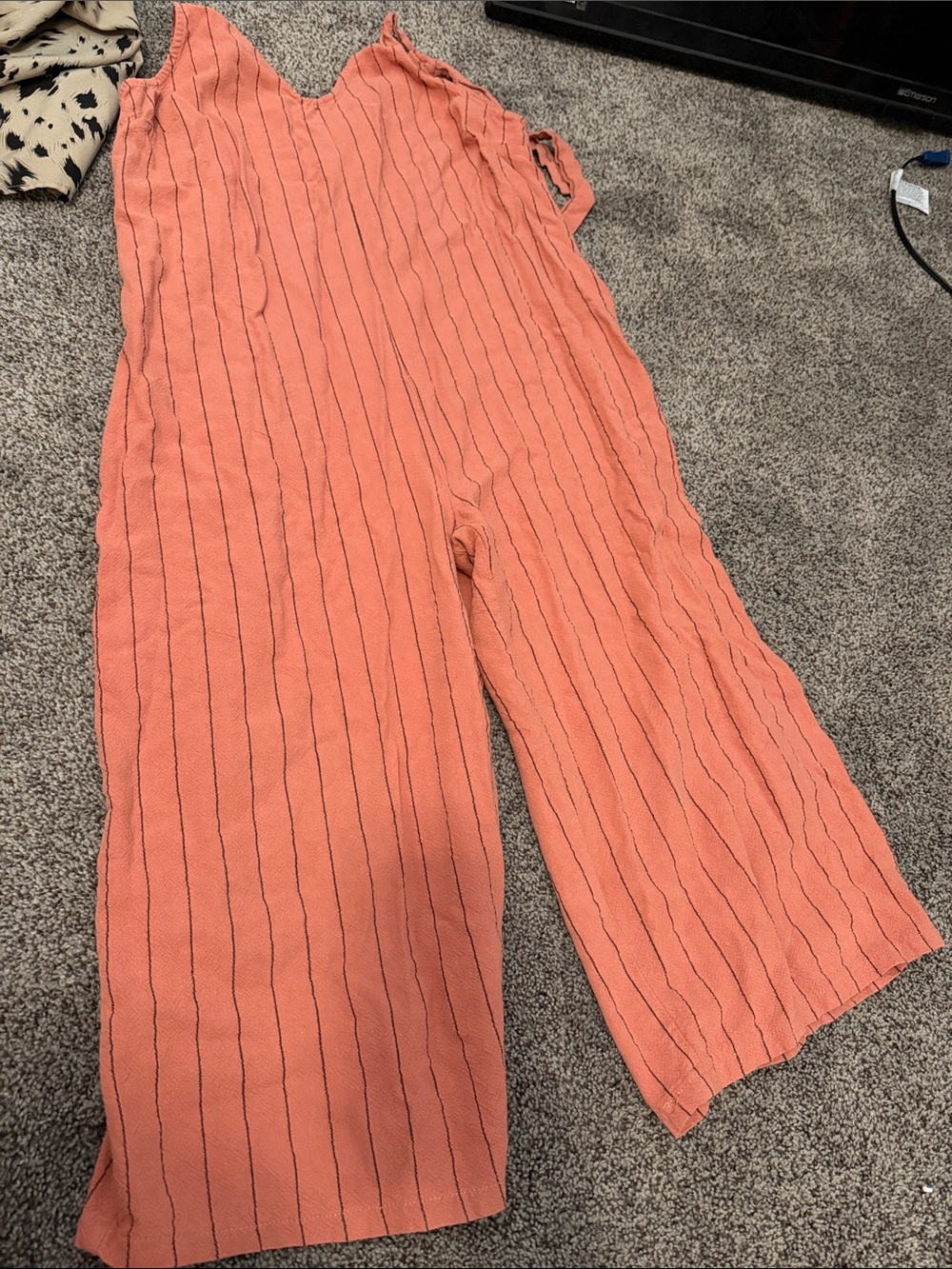 URBAN Romantics Coral Striped Sleeveless Wide-Leg Jumpsuit